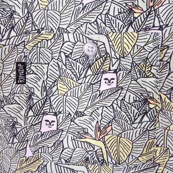 RIPNDIP Nermal Leaf Print Hawaiian Shirt - Picture 5 of 7